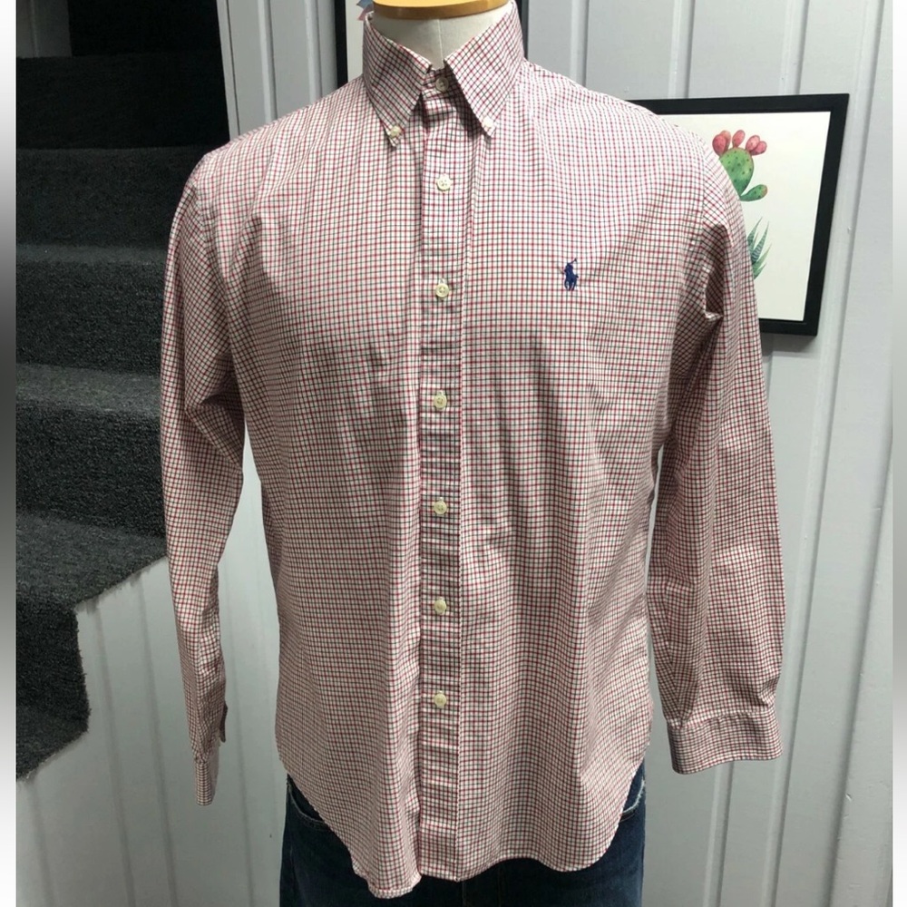 Ralph Lauren Red and White Checkered Button Down Shirt